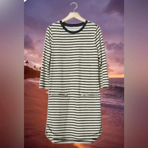 Gap Women’s Small Striped Zip‎ Pockets Shirttail Dress Nautical Preppy Coastal - Picture 1 of 15
